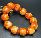 0 7  Old Chinese Natural Hetian Yellow Jade Carved 12 Bead Hand Chain Bracelets