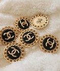 Stamped Lot Of 6 Designer Black Button Metal 23mm