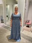 Mother Of The Bride Dresses Half Sleeve Lace Chiffon Ruched Wedding Evening Gown