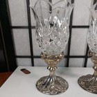 Vintage Pair Godinger Silver And Glass Candle Holder 7  Tall 