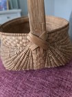 Vintage Handmade Buttocks  Egg Basket Tight Weave Oak Handle