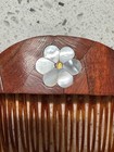Vtg Mother Of Pearl  floral  tortoise Shell Hair Comb Stamped Made In France 3   
