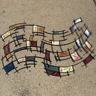 Large Metal Wall Sculpture Art Jere Style Abstract Art Multicolor Panels 42   x26   