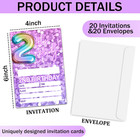 Let s Party Birthday Invitations For 2nd Girls Boys Pink Rainbow Balloons Fill-i