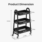 3 Tiers Rolling Metal Cart Shelf Utility Storage Organizer Kitchen Trolley Rack