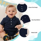 Defahn Baby Boy Polo Romper Navy 6-9 Months