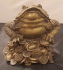 Brass Feng Shui Money Frog Three Legged Wealth Traditional Money Toad