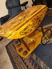 Vintage Italian Style Marquetry Inlaid Wood Tea Bar Cart Trolley Brass Gallery