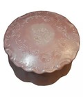 Ceramic Jewelry Box Romantic Victorian Trinket Pink-vintage Floral Round W lid