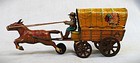 Vintage 1950s Tin Friction Covered Wagon Toy - Made By Alps  In Japan