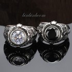 Vintage Skull Cross Cz Wedding Ring Men s Women s Band Stainless Steel Size 7-13