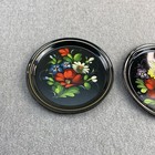 Toleware Hand Painted 7    Plates Yeha 83 Kon Russian Set Of 2 Vintage Flower