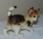 Vintage Playful Calico Tabby Kitty Cat Ceramic Porcelain Figurine Lefton