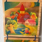 Vintage Selecta Wood Child s Growth Chart German Folk Art Design 5 Panels 40 5 