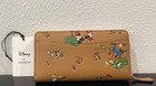Disney X Coach Mickey Mouse And Friends Honey Brown Leather Wallet 7 5 x4 x1 25 