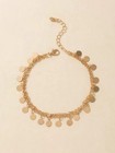 Ankle Bracelet Coin Charm Gold Color Bling Chain Dangle Dainty Anklet Party