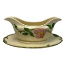 Franciscan Desert Rose Gravy Boat W  Attached Plate Round Black Bs 1940 s Usa