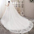 Wedding Veils Cathedral Length Long Sequins Lace Edge Blusher With Comb
