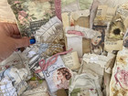 20x Handmade Ephemera Lot Junk Journal Collage Sewn Coffee Dyed Paper