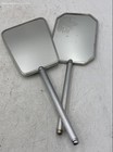 Vintage Green Silver Toned Metal Floral Design Hand Mirror Lot Of 2
