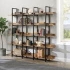 5-tier Wide Extra Large Bookshelf Metal Frame Open Bookcase Display Shelf Holder