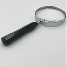 Vintage Bausch   Lomb Usa Magnifying Glass Black Hex Handle Chrome Rim 7 5 Inch