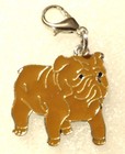 Bulldog Dog Pup Bag Purse Charm Dangle Brown Zipper Pull Jewelry
