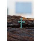 Turquoise Chip Inlay Cross Pendant Mexican Silver Southwestern