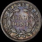 1847 Seated Liberty Silver  half Dime   Xf   Rare   Color Toned   Free Shipping 