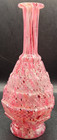 Vintage Murano Style Pink Art Glass Vase     Tall Cased Speckled Aventurine     11   