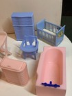 Vintage 40-50 s Renwal Miniature Dollhouse Pink  Blue Baby Furniture Doll read