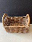 Vintage Rustic Style Rectangular Woven Wicker Storage Basket With Handles