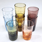 Set Of 8 Vintage Japan Colored Shot cordial sake Glasses With Etched Design