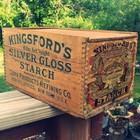 Kingsfords Silver Gloss Starch Dovetail Wood Advertising Crate Box Corn Products
