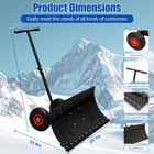 30  Wide Metal Snow Pusher With 15  Height   2 Wheels adjustable Angle Black