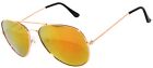 Red Reflective Mirror Lens Aviator Style Metal Gold Frame Sunglasses Uv400