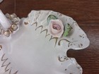 2 Vintage Pink Swan Trinket Dishes Applied Roses Gold Accent  Unmarked