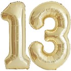 13 Balloon Number  40 Inch Champagne Gold Foil Number 13 Champagne Gold