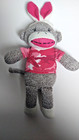 Dan Dee Sock Monkey Plush Pink Camo Shirt Bunny Ears Clean