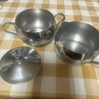 Mid-century Modern Vintage Stainless Chrome Creamer And Sugar Bowl