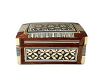 Vintage Wooden Jewelry Box Mother Of Pearl   Wood Trinket Box Handmade In Egypt