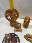 Vintage Indian Hand   carved Hindu   Buddhist Sculpture Set     9   piece Wooden Decor
