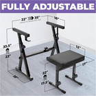 Portable Heavy Duty Digital Piano Stand   Bench Set - Adjustable Keyboard Music 