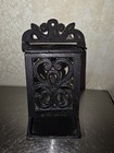 Vintage Cast Iron Wall Mounted Hanging Match Box Black Holder Decorative 