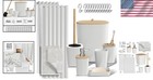 Luxurious 22pc White Bathroom Accessories With Non-slip Rugs   Shower Curtain