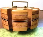 Vintage 1940   s Poker Chip Carousel Caddy Inlaid Wood W  Cover Pattberg Corp Ny