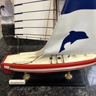Vintage Wooden Sail Boat Wooden Model 16    Long 25   tall Seamaster