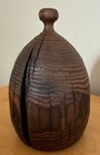 Unique Vintage 1970s Textured Cryptomeria Wood Vase Ikebana Modern Handcrafted