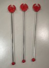 Vintage Glass Crab Swizzle Cocktail Sticks Stirrers  Lot Of 3