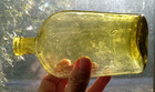 1880 Crude Whittled Yellow Citron Pint Strap Side Whiskey Flask Great Color 